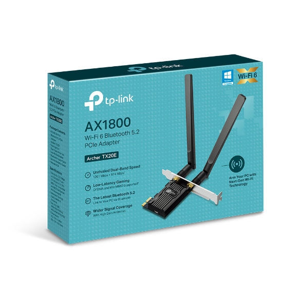 PLACA DE RED PCI-E WI-FI ARCHER TX20E P.REDW PCIE AX1800 2 ANT WIFI+BLUETOOTH WI-FI 6
8809 - PLACA10112